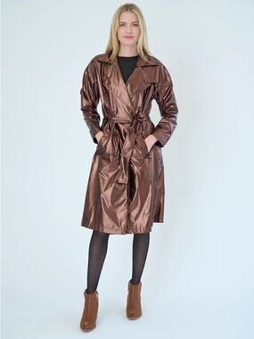 My Anorak Chic Metallic Trench Coat iNWOT bronze copper jacket S
